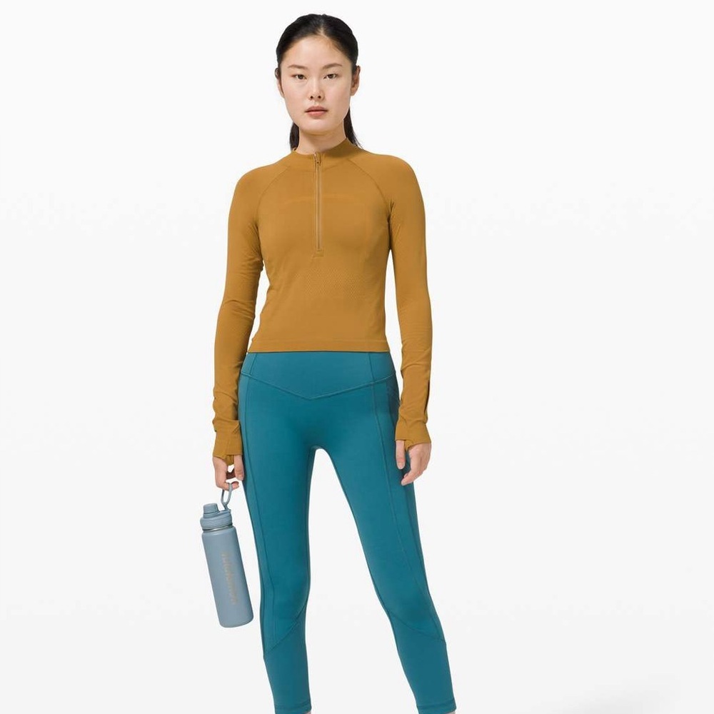Lululemon Swiftly Tech 1/2 Zip 2.0 Cool Spiced Bronze Tuscan Gold Long Sleeve - Picture 2 of 8